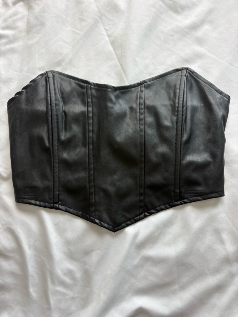 Princess Polly Black Faux Leather Corset Crop Top